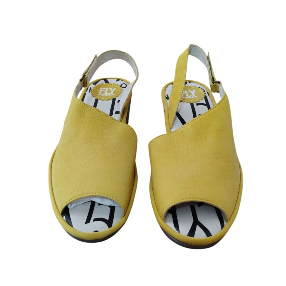 New Fly London Women's Yellow Lemon Wedge Sandals 39 - Picture 4 of 13